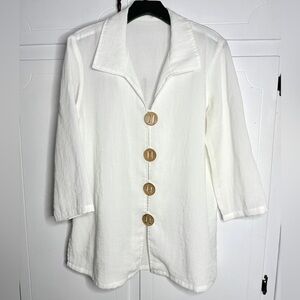 Fridaze White Button-Down Women's Jacket